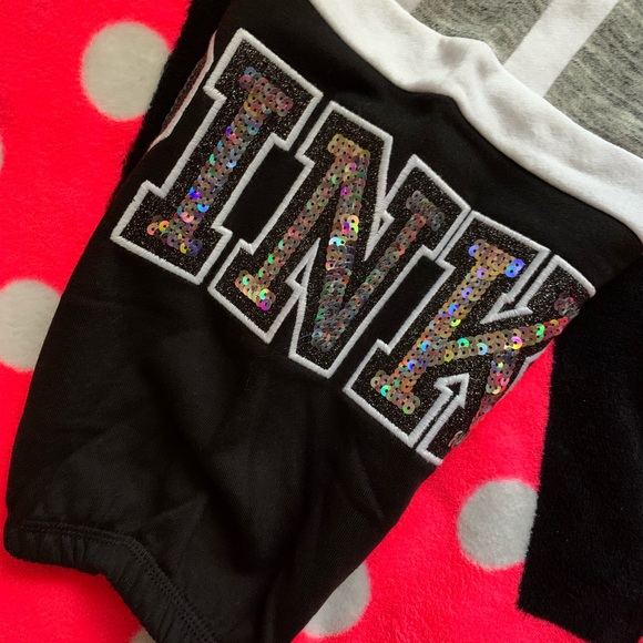 PINK Victoria's Secret Gray Classic Sweatpants with Sequin Logo - Picture 2 of 5